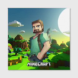 Холст квадратный Minecraft персонаж зеленый мир, цвет: 3D-принт — фото 2