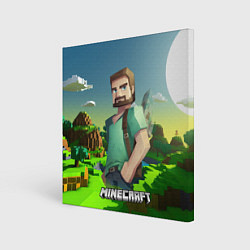 Картина квадратная Minecraft персонаж зеленый мир