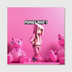 Холст квадратный Minecraft персонаж розовый фон, цвет: 3D-принт — фото 2