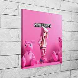 Холст квадратный Minecraft персонаж розовый фон, цвет: 3D-принт — фото 2