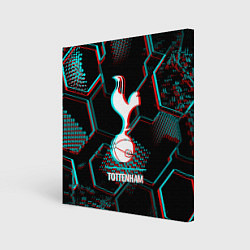 Картина квадратная Tottenham FC в стиле glitch на темном фоне
