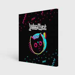 Холст квадратный Judas Priest - rock star cat, цвет: 3D-принт