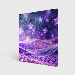 Картина квадратная Абстрактные звезды в фиолетовых искрах