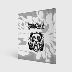 Картина квадратная Judas Priest рок панда на светлом фоне