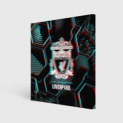Картина квадратная Liverpool FC в стиле glitch на темном фоне