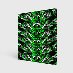 Холст квадратный Зелёно-белая техно броня, цвет: 3D-принт