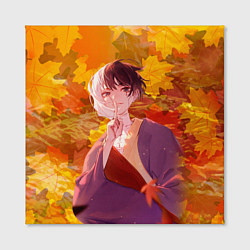 Холст квадратный Гэн Асагири на фоне листвы из Доктора Стоуна, цвет: 3D-принт — фото 2
