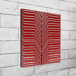 Холст квадратный Белые линии на красном фоне, цвет: 3D-принт — фото 2