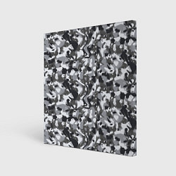 Холст квадратный Пиксельный камуфляж серого цвета, цвет: 3D-принт