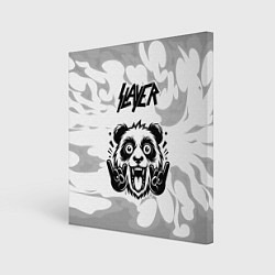Холст квадратный Slayer рок панда на светлом фоне, цвет: 3D-принт