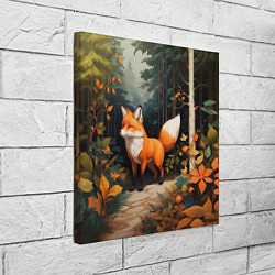 Холст квадратный Лисёнок на лесной прогулке, цвет: 3D-принт — фото 2