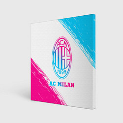 Холст квадратный AC Milan neon gradient style, цвет: 3D-принт
