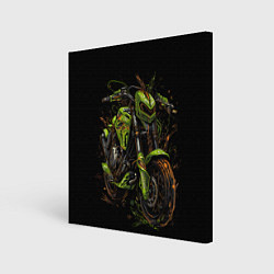 Картина квадратная Зеленый ретро-мотоцикл