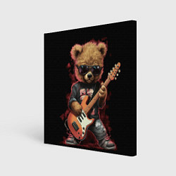 Картина квадратная Плюшевый медведь музыкант с гитарой