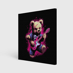 Картина квадратная Плюшевый медведь музыкант с гитарой