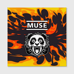 Холст квадратный Muse рок панда и огонь, цвет: 3D-принт — фото 2