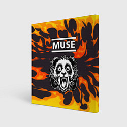 Холст квадратный Muse рок панда и огонь, цвет: 3D-принт