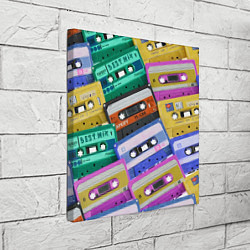 Холст квадратный Аудио кассеты разноцветные, цвет: 3D-принт — фото 2