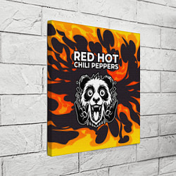 Холст квадратный Red Hot Chili Peppers рок панда и огонь, цвет: 3D-принт — фото 2