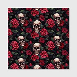 Холст квадратный Черепа и алые розы, цвет: 3D-принт — фото 2