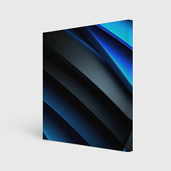 Картина квадратная Темная синяя стильная абстракция на черном фоне