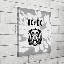 Холст квадратный AC DC рок панда на светлом фоне, цвет: 3D-принт — фото 2