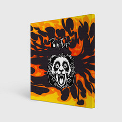 Картина квадратная Pink Floyd рок панда и огонь
