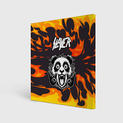 Картина квадратная Slayer рок панда и огонь
