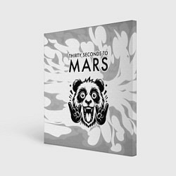 Картина квадратная Thirty Seconds to Mars рок панда на светлом фоне