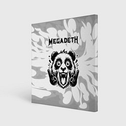 Картина квадратная Megadeth рок панда на светлом фоне