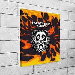 Холст квадратный Twenty One Pilots рок панда и огонь, цвет: 3D-принт — фото 2