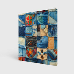Холст квадратный Vanguard denim patchwork - ai art, цвет: 3D-принт