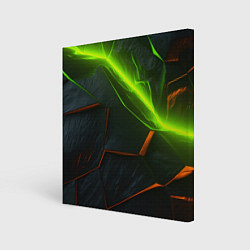 Холст квадратный Green neon abstract geometry, цвет: 3D-принт