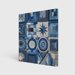 Холст квадратный Denim patchwork - ai art, цвет: 3D-принт