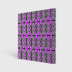 Холст квадратный Розовые и чёрные кирпичики на чёрном фоне, цвет: 3D-принт