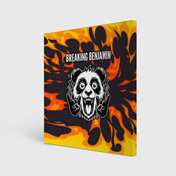 Холст квадратный Breaking Benjamin рок панда и огонь, цвет: 3D-принт
