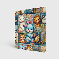 Картина квадратная Funny hare and his friends - patchwork