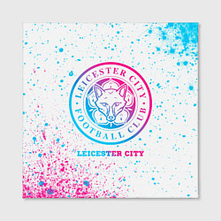Холст квадратный Leicester City neon gradient style, цвет: 3D-принт — фото 2