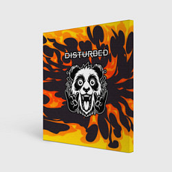 Картина квадратная Disturbed рок панда и огонь