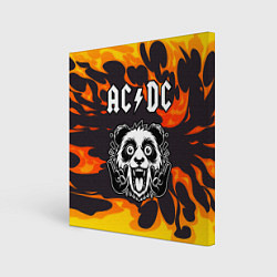 Картина квадратная AC DC рок панда и огонь
