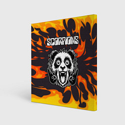 Холст квадратный Scorpions рок панда и огонь, цвет: 3D-принт