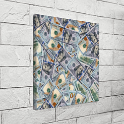 Холст квадратный Банкноты сто долларов, цвет: 3D-принт — фото 2