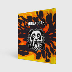 Картина квадратная Megadeth рок панда и огонь