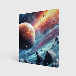 Картина квадратная Объемный космос и планеты