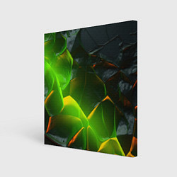 Картина квадратная Зеленая абстрактная неоновая текстура