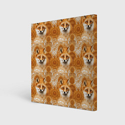 Картина квадратная Лакшери паттерн с золотыми лисицами