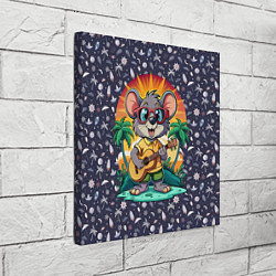 Холст квадратный Грызун играет на гитаре жарким летом, цвет: 3D-принт — фото 2