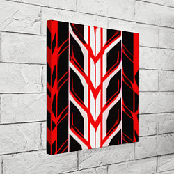Холст квадратный Красные полосы на чёрно-белом фоне, цвет: 3D-принт — фото 2
