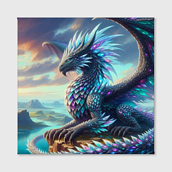 Холст квадратный Крылатый сказочный дракон - нейросеть, цвет: 3D-принт — фото 2