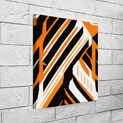 Холст квадратный Чёрно-оранжевые полосы на белом фоне, цвет: 3D-принт — фото 2